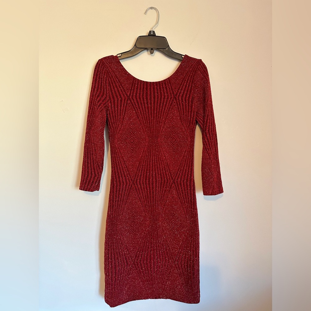TRIXXI DRESS RED METALLIC OPEN BACK